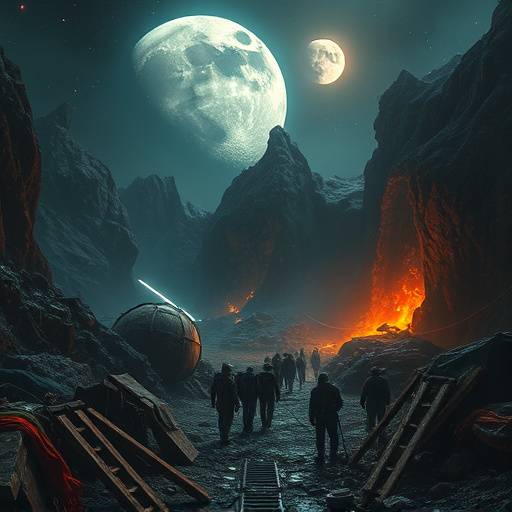 Affiche de 'Exode Lunaire', montrant une colonie lunaire luttant pour sa survie après une catastrophe naturelle.