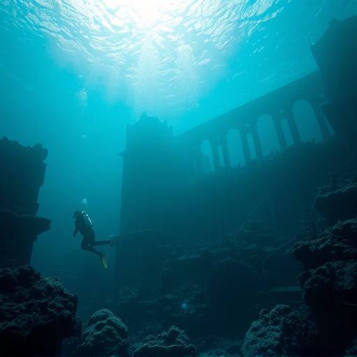 Affiche de la série 'Atlantis : Les Gardiens des Abysses', montrant des plongeurs explorant une cité sous-marine.