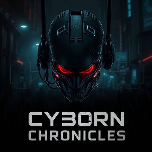 Affiche de la série 'Chroniques Cyborg', une série sombre explorant les conséquences de l'augmentation humaine.