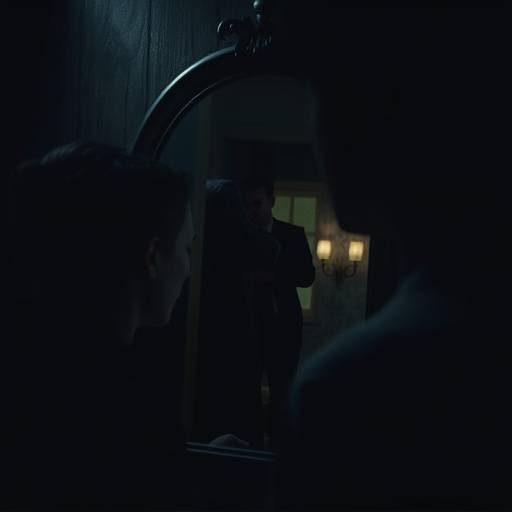 Affiche de la série 'Derrière le Miroir', un thriller psychologique captivant sur les traumatismes du passé.