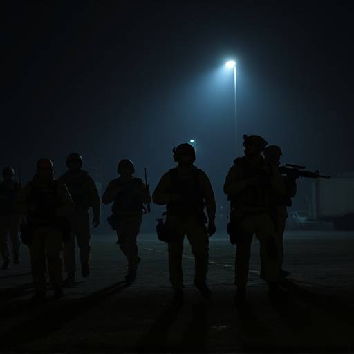 Affiche de la série 'Les Sentinelles de l'Ombre', représentant une équipe de forces spéciales en mission nocturne.