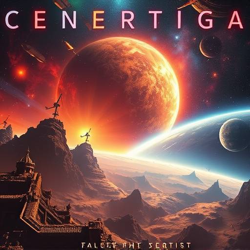 Affiche de la série 'Nova Genesis', une saga spatiale épique sur la colonisation d'une nouvelle galaxie.