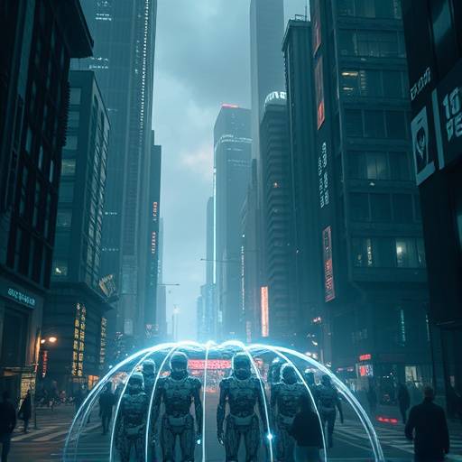 Affiche de 'Ville Automate', représentant une cité futuriste dominée par des robots et une intelligence artificielle omnisciente.